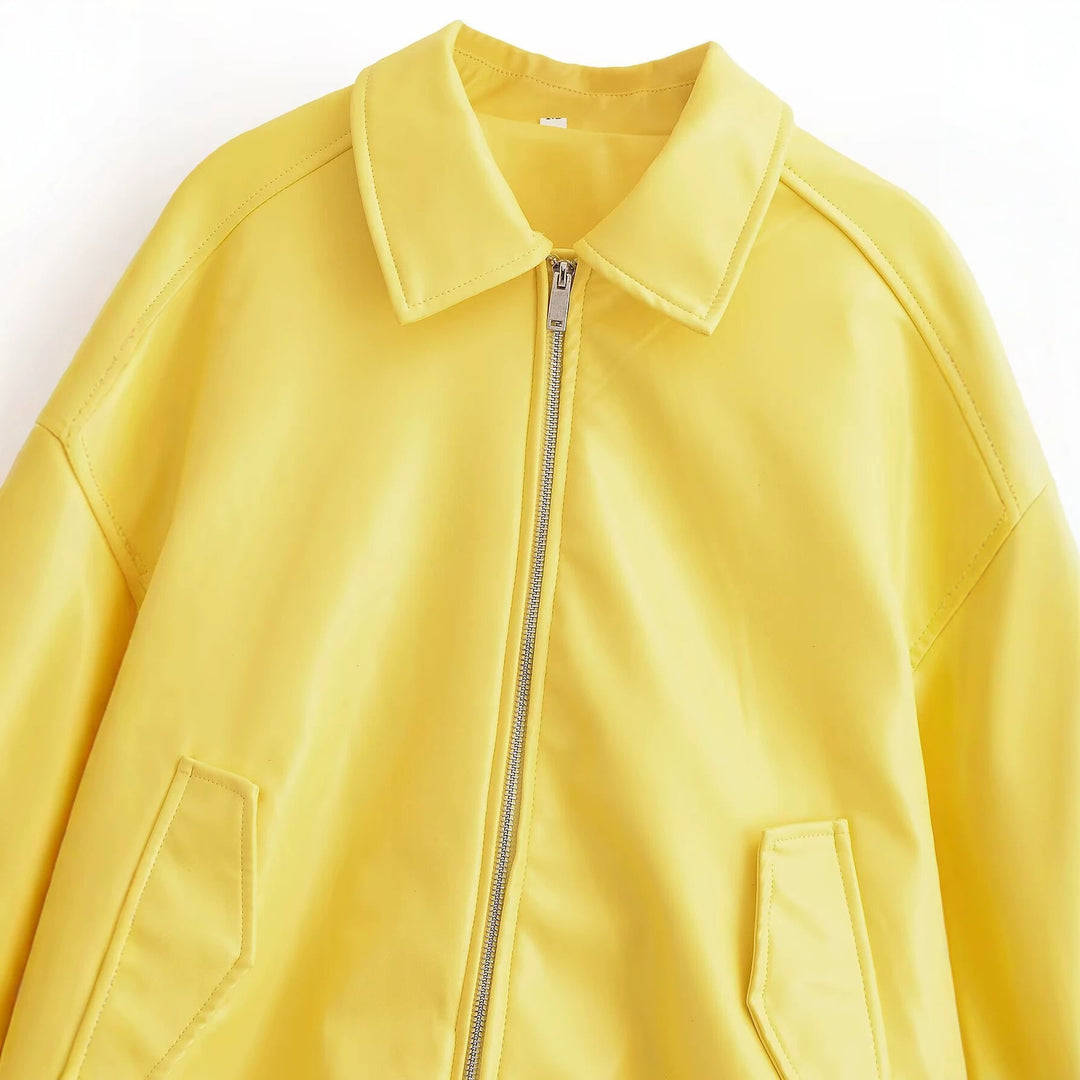 Damen Oversized Bomberjacke mit Reißverschluss, geripptem Saum und Pattentaschen Nord Taschen