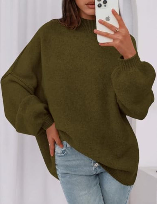 Damen Weicher Oversized Pullover Nord Taschen