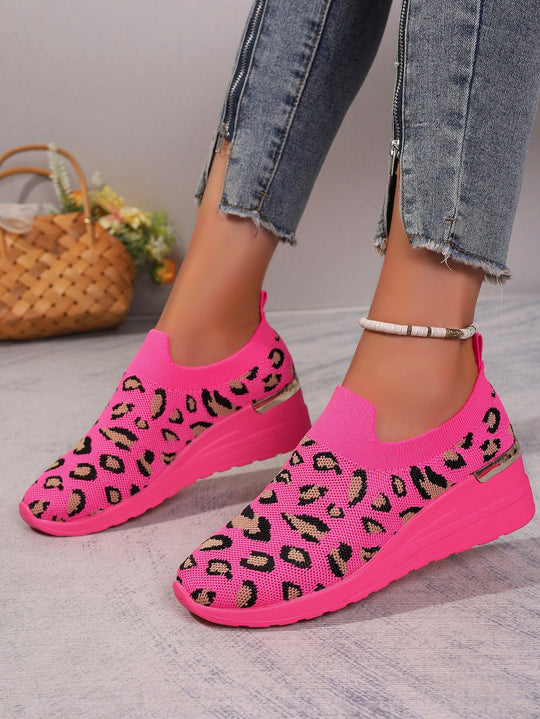 Damen bequeme Sneakers im Leopardenmuster
