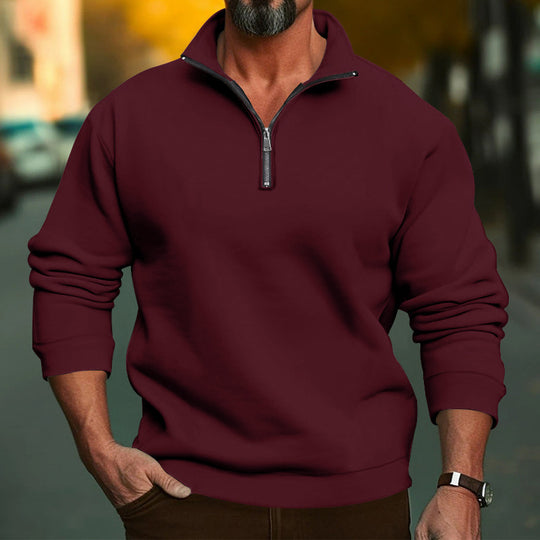 Herren Komfort-Halbzip-Sweatshirt aus French-Terry mit Stehkragen Nord Taschen