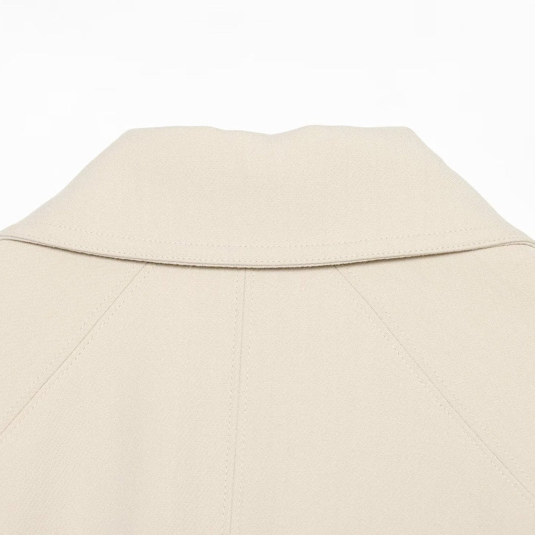 Damen Cropped Jacke im minimalistischen Trenchstil mit breitem Hemdkragen und Bindegürtel Nord Taschen