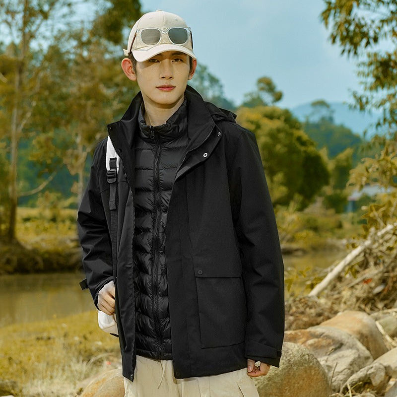 Herren Technische wasserdichte Parka-Jacke mit verstellbarer Kapuze und multifunktionalen Taschen Nord Taschen