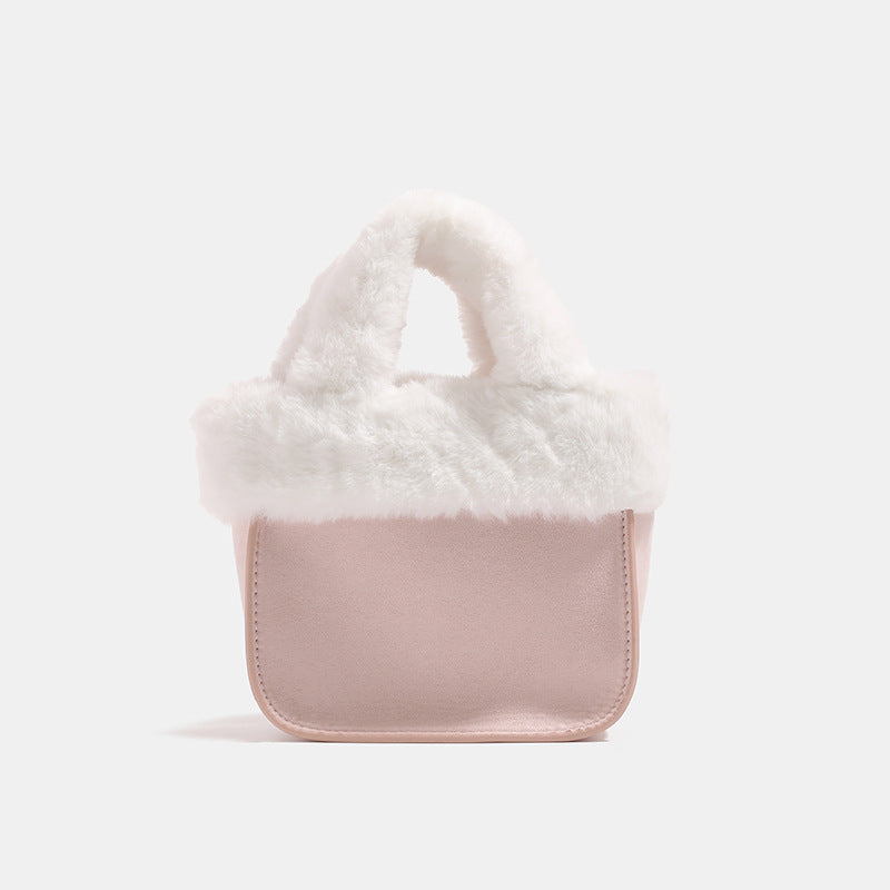 Damen Mini-Tasche mit luxuriösem Kunstfellkragen Nord Taschen