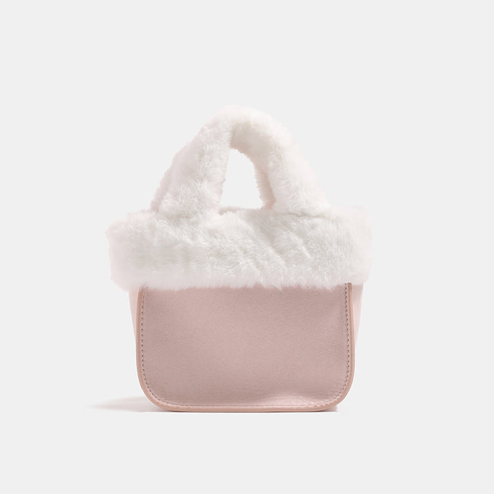 Damen Mini-Tasche mit luxuriösem Kunstfellkragen Nord Taschen