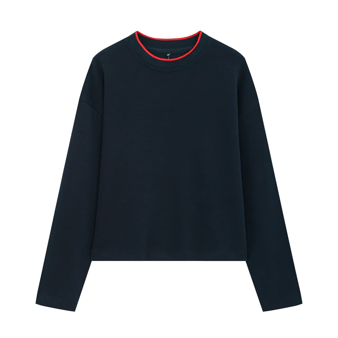 Damen Boxy-Rippstrick-Pullover mit Rundhalsausschnitt Nord Taschen