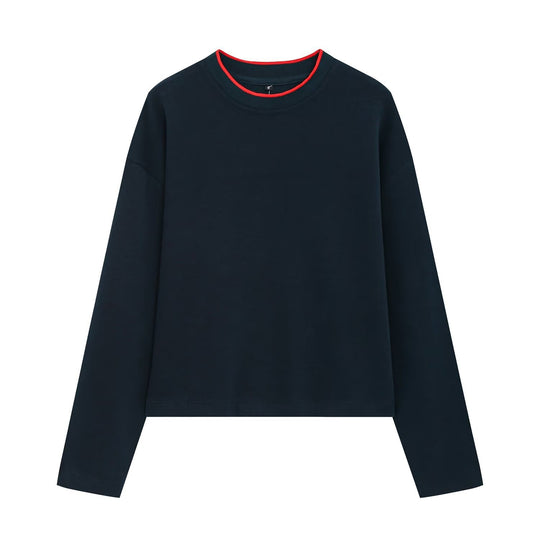 Damen Boxy-Rippstrick-Pullover mit Rundhalsausschnitt Nord Taschen