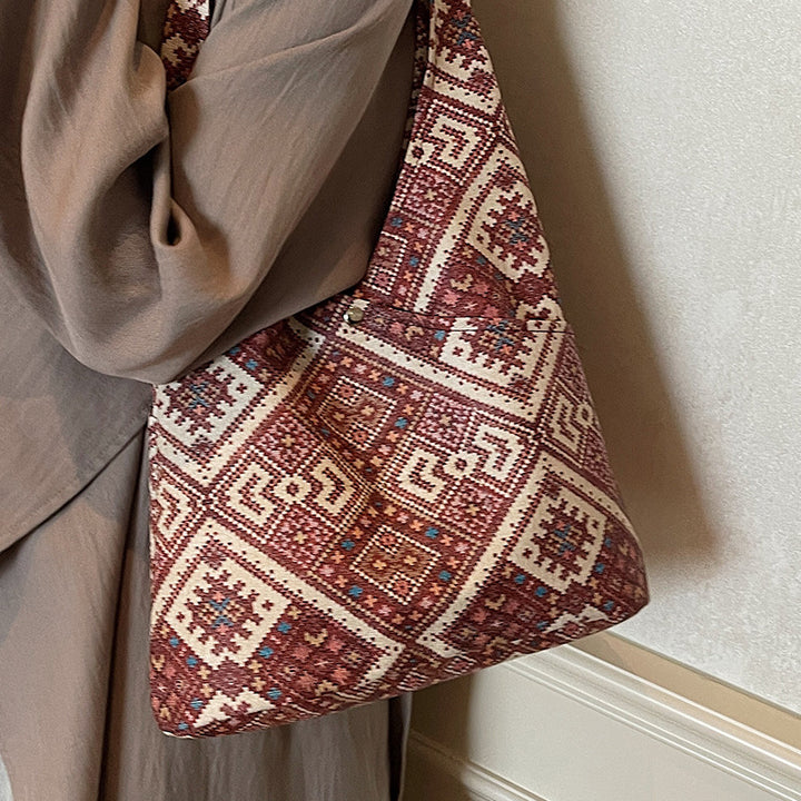 Damen Hobo-Tasche mit geometrischem Strickdesign Nord Taschen