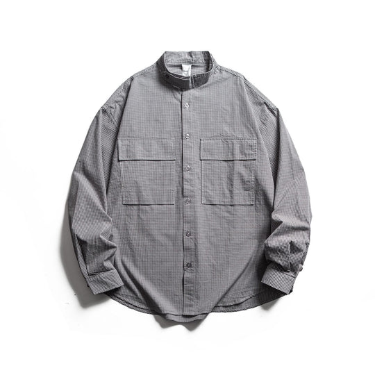 Herren Karo-Hemdjacke mit Stehkragen und aufgesetzten Brusttaschen Nord Taschen