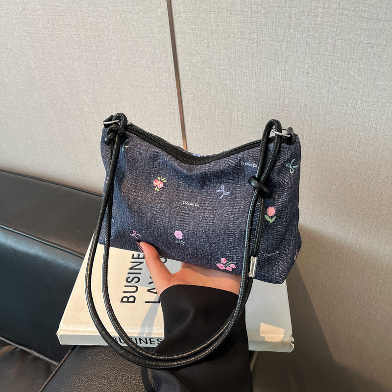 Damen Mini-Handtasche aus Denim mit buntem Stickdesign Nord Taschen