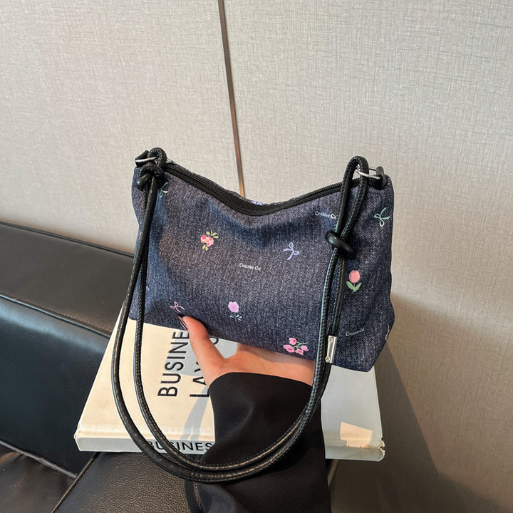 Damen Mini-Handtasche aus Denim mit buntem Stickdesign Nord Taschen