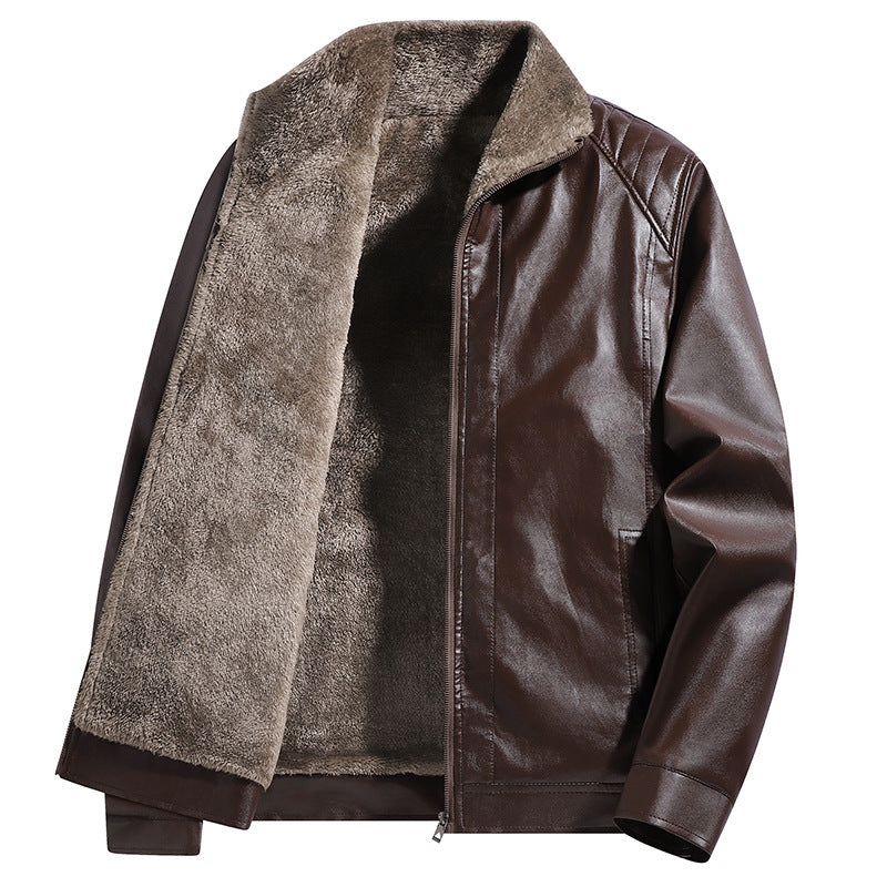 Herren Kunstleder-Fliegerjacke mit Teddyfutter und gesteppter Schulterpartie Nord Taschen
