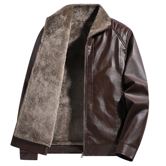Herren Kunstleder-Fliegerjacke mit Teddyfutter und gesteppter Schulterpartie Nord Taschen