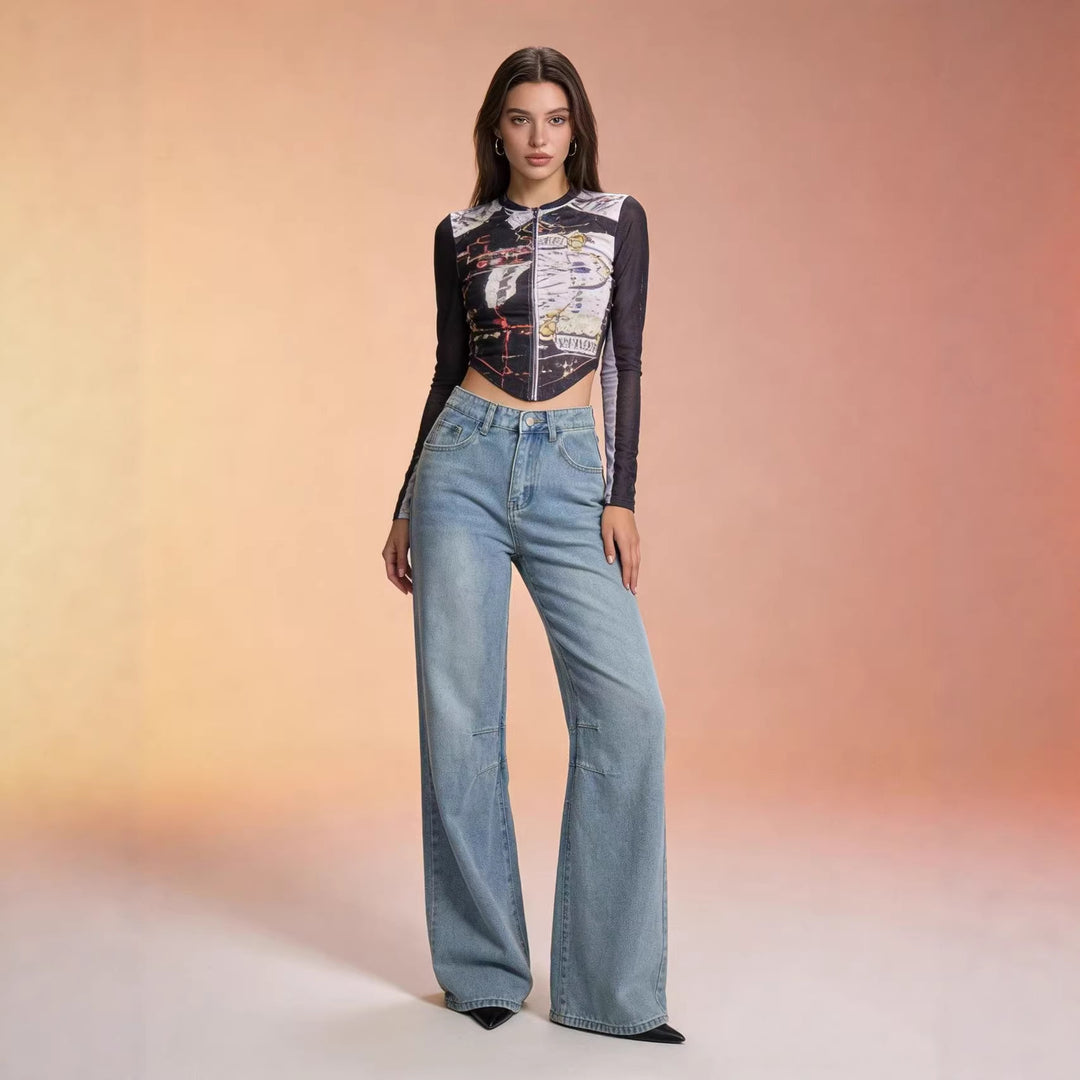 Damen schlichtes langarm-Feinstrickshirt mit Rundhalsausschnitt, leicht taillierter Silhouette und elastischem Tragekomfort Nord Taschen