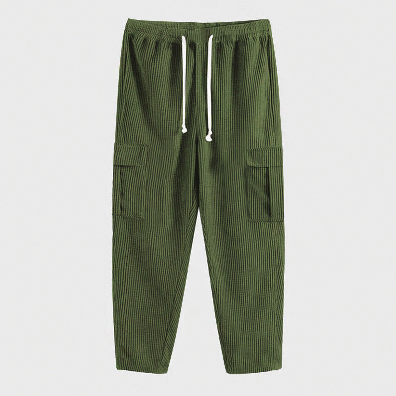 Herren Cordhose im Cargo-Stil mit Kordelzug und aufgesetzten Taschen Nord Taschen