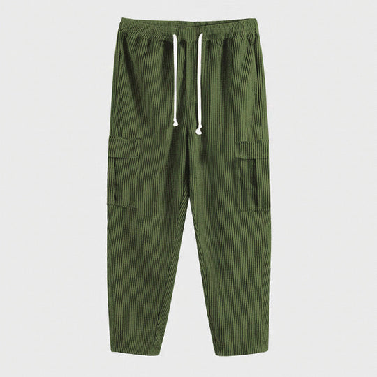 Herren Cordhose im Cargo-Stil mit Kordelzug und aufgesetzten Taschen Nord Taschen