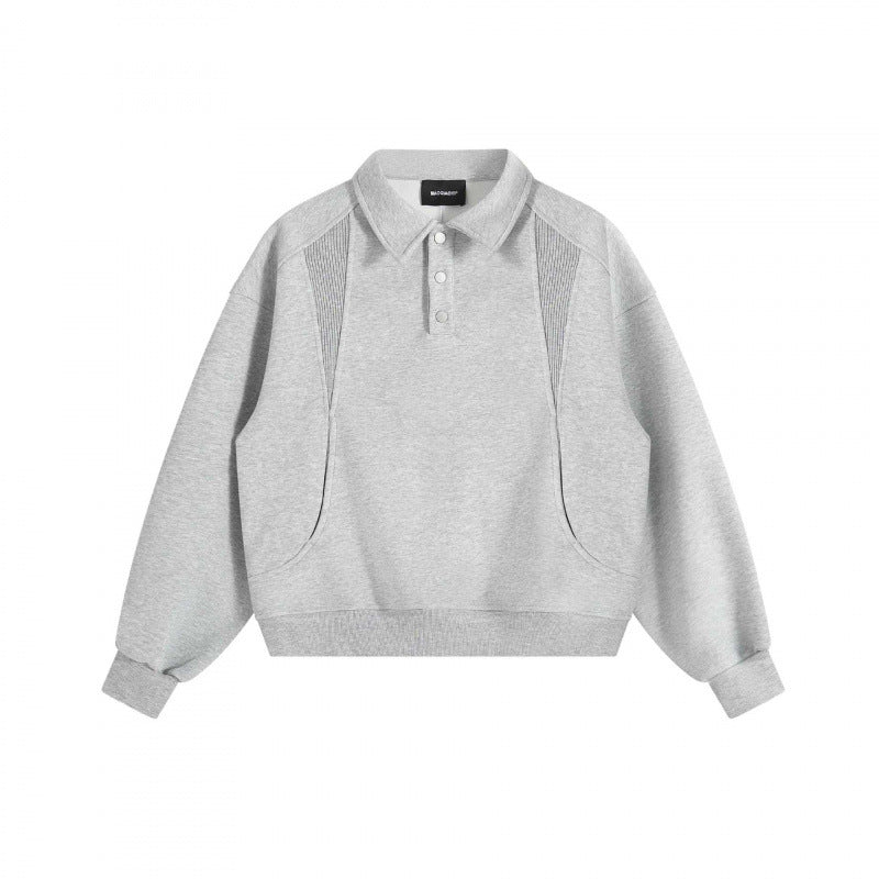Unisex Boxy-Polo-Sweatshirt mit Henley-Knopfleiste, Raglanärmeln und Eingrifftaschen Nord Taschen