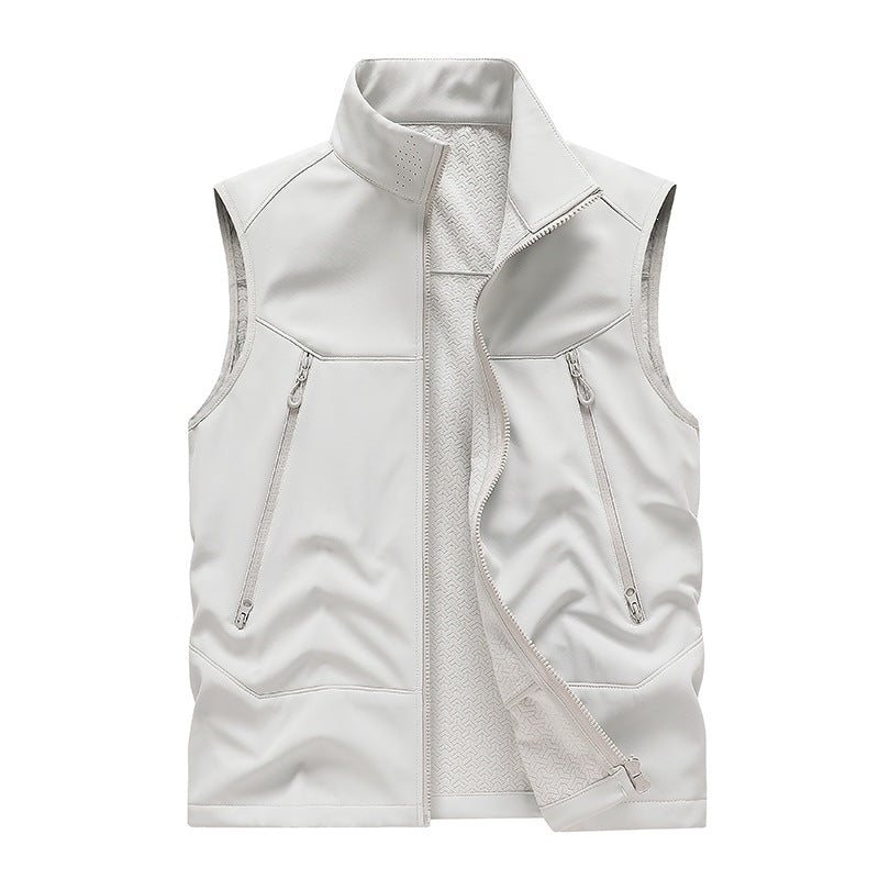Herren Wasserabweisende Softshell-Weste mit Stehkragen, Reißverschlusstaschen & Atmungsaktivem Futter Nord Taschen