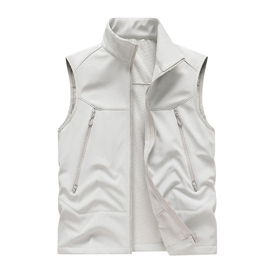 Herren Wasserabweisende Softshell-Weste mit Stehkragen, Reißverschlusstaschen & Atmungsaktivem Futter Nord Taschen