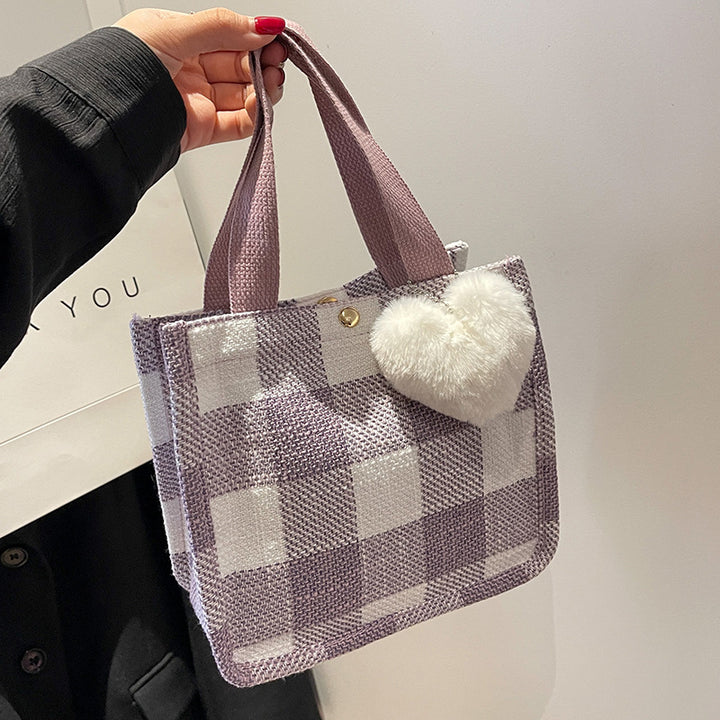 Damen modische Baumwolltasche im trendigen Karo-Design Nord Taschen