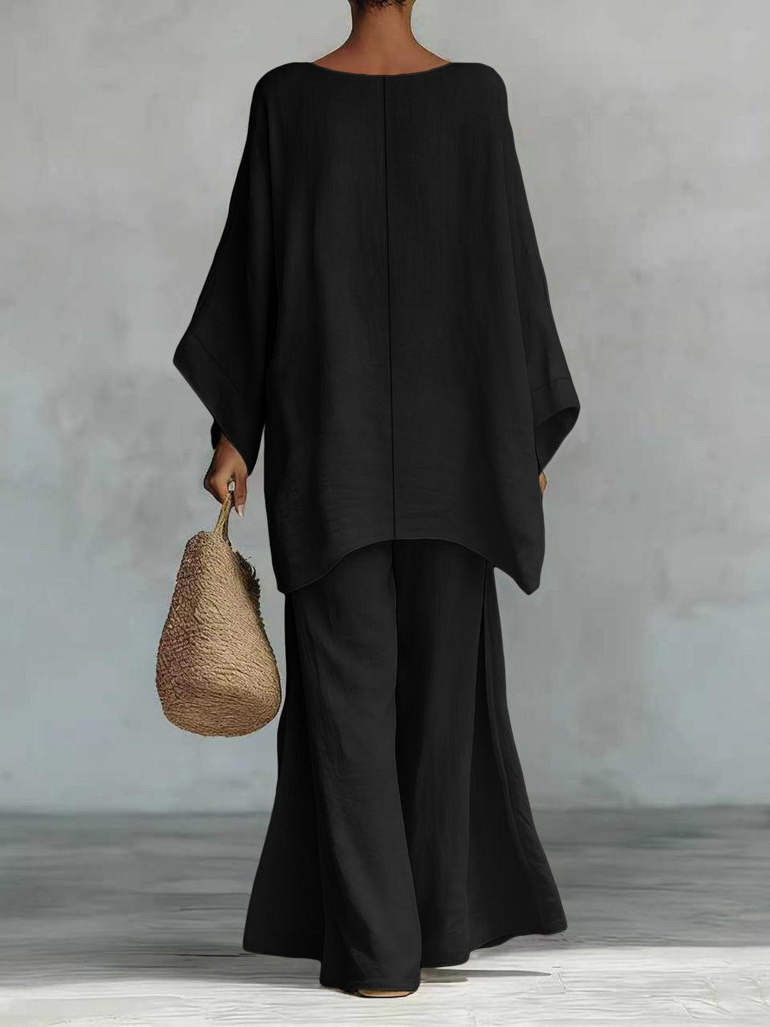 Damen Lässiges Oversize-Kaftanoberteil mit weiten Palazzohosen Nord Taschen