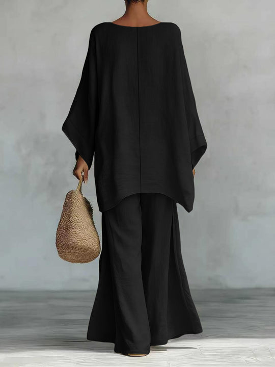 Damen Lässiges Oversize-Kaftanoberteil mit weiten Palazzohosen Nord Taschen