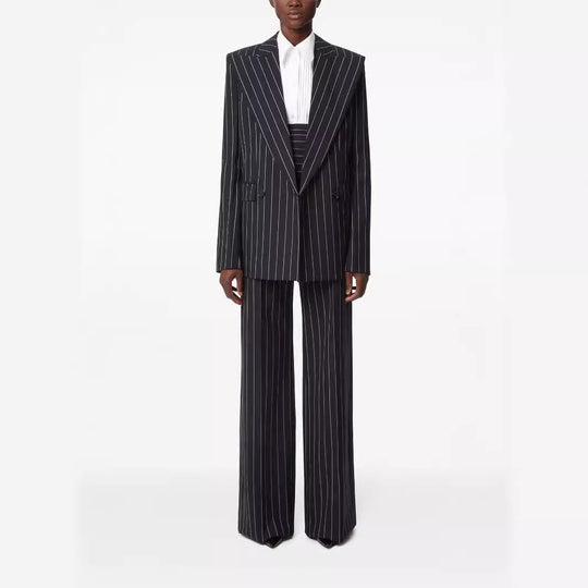 Damen Oversize Nadelstreifen Zweiteiliger Tailoring-Anzug mit weitem High‑Waist‑Hosenbein Nord Taschen