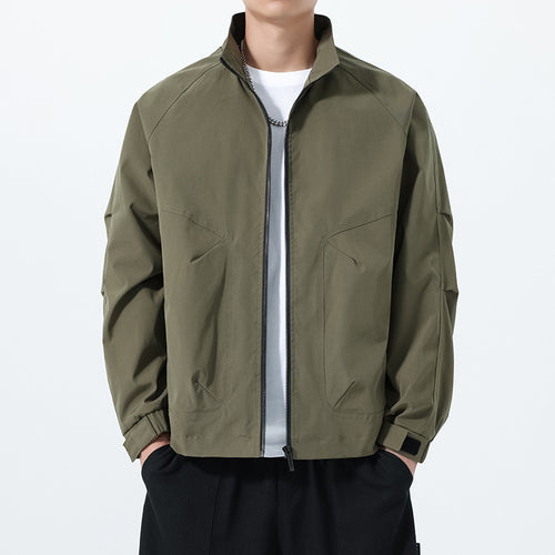 Herren Leichte Utility-Übergangsjacke mit Stehkragen, Raglanärmeln und verstellbaren Klettbündchen Nord Taschen