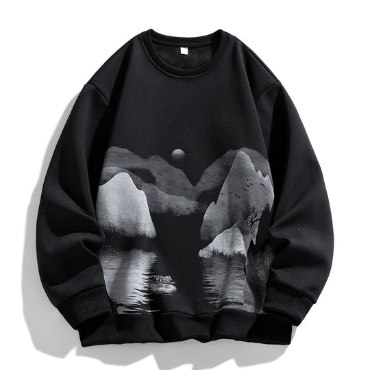Unisex Oversize‑Sweatshirt mit Pinsel‑Print & geripptem Saum Nord Taschen