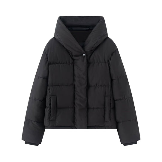Damen Kurz geschnittene gesteppte Pufferjacke mit hohem Stehkragen und verdeckter Druckknopfleiste Nord Taschen