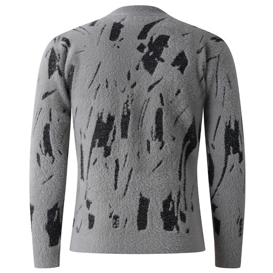 Herren Strukturierter Mockneck-Pullover mit abstraktem Brush-Pattern Nord Taschen