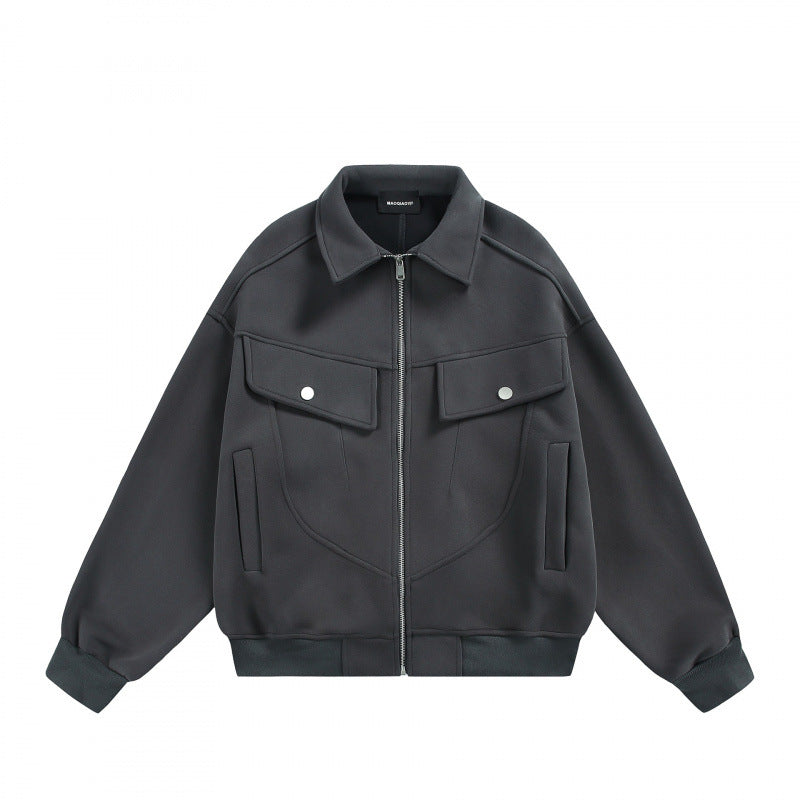 Unisex Zip-Sweatjacke mit aufgesetzten Brustklappen und geripptem Saum Nord Taschen