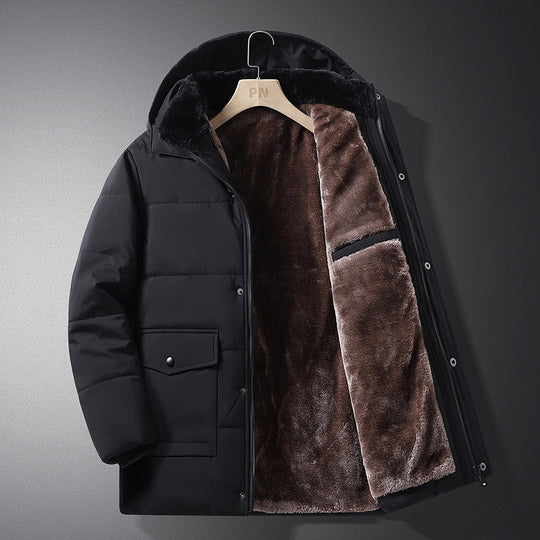 Herren Kurzparka mit gesteppter Thermofütterung, Kapuzenansatz und Multifunktionsklappentaschen Nord Taschen