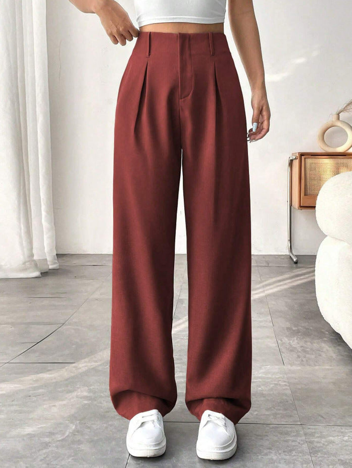 Damen Elegante Bundfaltenhose mit weitem Schnitt