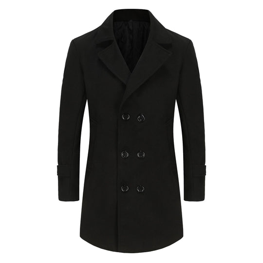 Herren Doppelreihiger City Mantel aus Wollmix mit taillierter Silhouette Nord Taschen