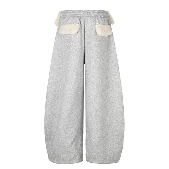 Damen Extraweite Palazzo-Jogginghose mit Teddybund, Kordelzug und Sternstickerei Nord Taschen