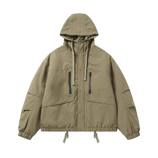Herren Technischer Kapuzenparka mit wasserabweisenden Reißverschlüssen, Kängurutaschen und Tunnelzug Nord Taschen