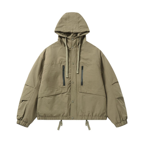 Herren Technischer Kapuzenparka mit wasserabweisenden Reißverschlüssen, Kängurutaschen und Tunnelzug Nord Taschen
