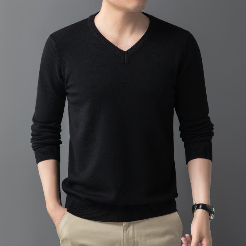 Herren Feiner V‑Ausschnitt Feinstrickpullover in schlanker Passform Nord Taschen