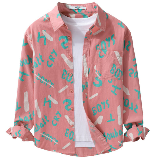 Herren Lockeres Baumwoll-Overshirt mit grafischem Allover-Print und Kentkragen Nord Taschen