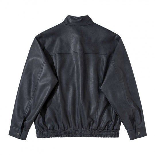 Herren Kurzblouson aus Veloursleder‑Optik mit Stehkragen, Raglanärmeln und elastischem Saum Nord Taschen