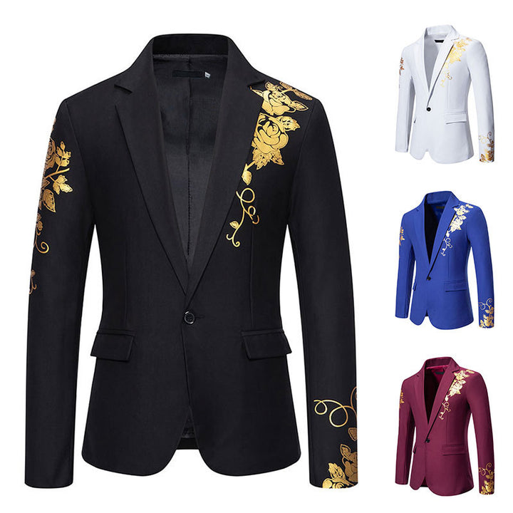Herren eleganter taillierter Smoking-Blazer mit floraler Verzierung Nord Taschen