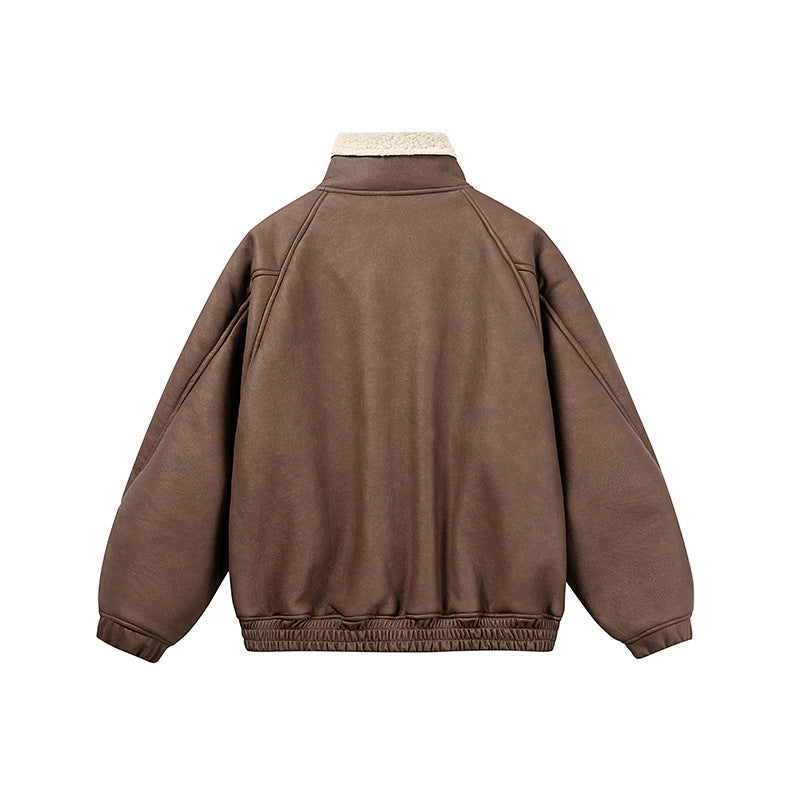 Herren Kurz geschnittener Velours‑Blouson mit Sherpa‑Kragen und Utility‑Pattentaschen Nord Taschen