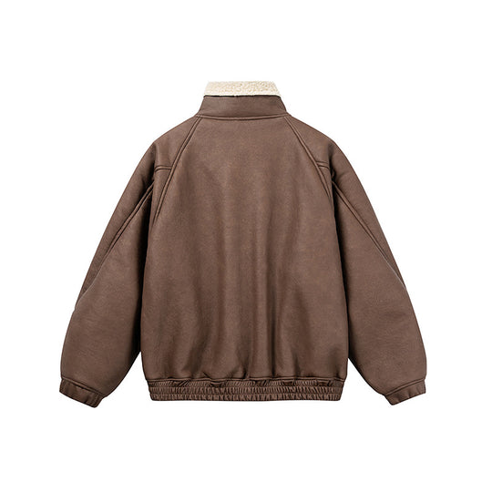 Herren Kurz geschnittener Velours‑Blouson mit Sherpa‑Kragen und Utility‑Pattentaschen Nord Taschen