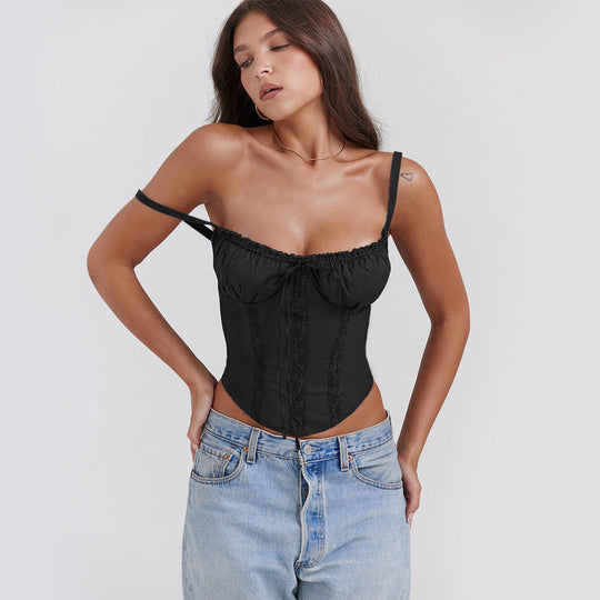 Damen Corsagenoberteil mit Rüschendetails und verstellbaren Trägern