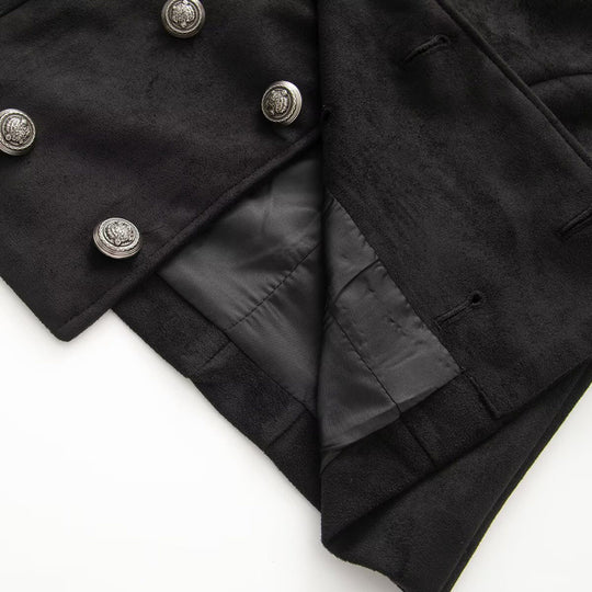 Damen Kurzgeschnittene Taillierte Militärblousonjacke mit hohem Stehkragen, doppelreihigen Metallknöpfen und Schulterriegeln Nord Taschen
