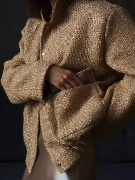 Gold Pailletten Stehkragenjacke