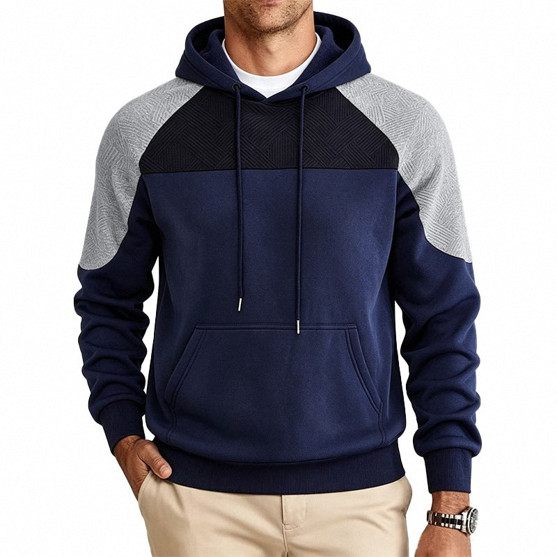 Herren Kapuzenpullover aus French Terry mit Waffelstruktur-Einsätzen und Kängurutasche Nord Taschen