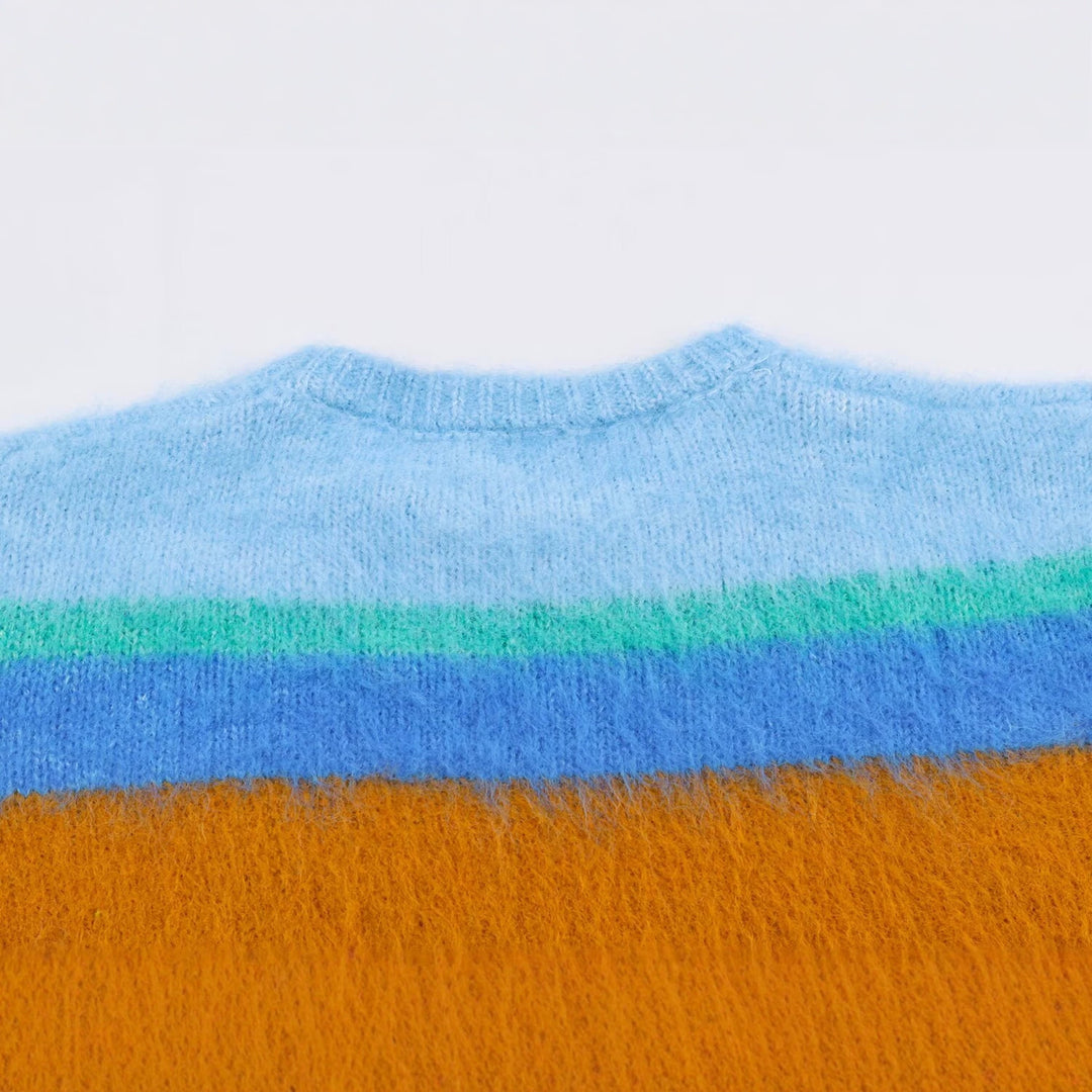 Damen Oversize Mohair‑Look Streifenpullover mit Rundhalsausschnitt Nord Taschen