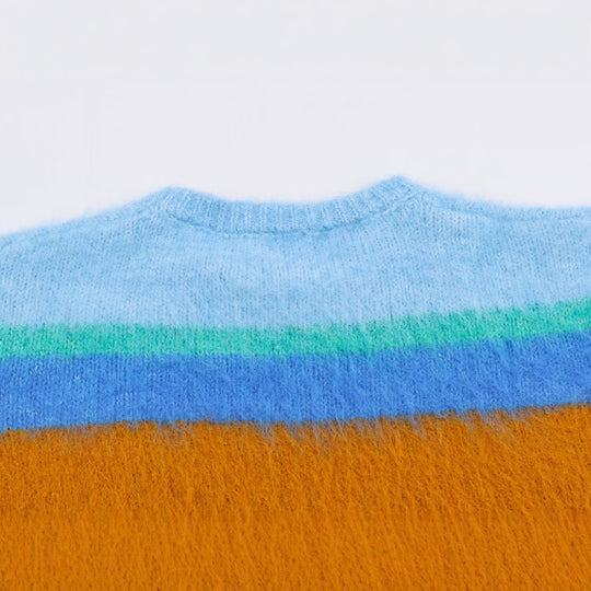 Damen Oversize Mohair‑Look Streifenpullover mit Rundhalsausschnitt Nord Taschen