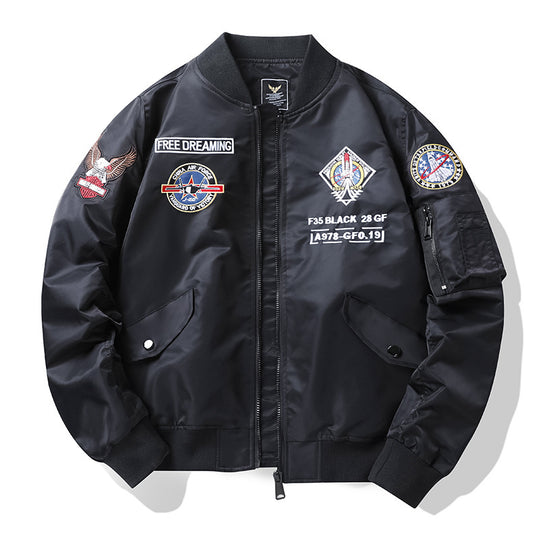 Herren Pilotenbomberjacke im Fliegerstil mit Abzeichenpatch und Ärmeltasche Nord Taschen